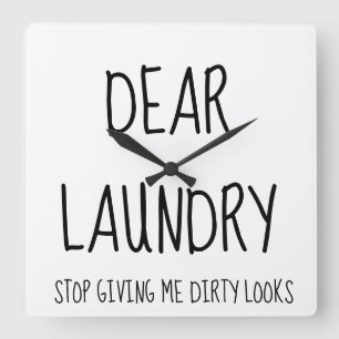 Funny Simple Laundry Room Vierkante Klok