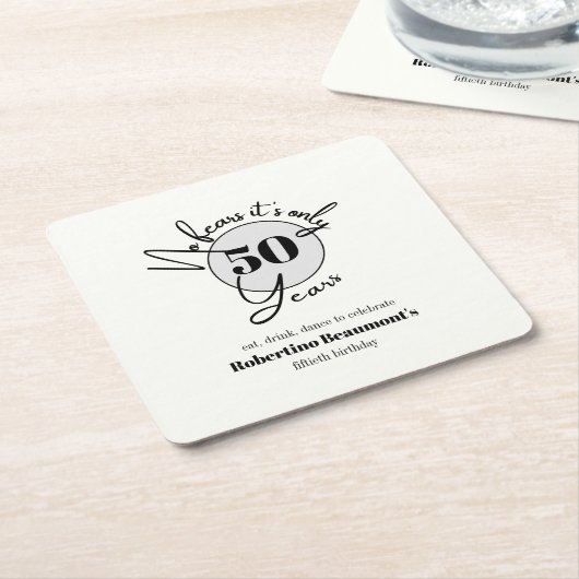 Funny Simple No Fears 50th birthday party Kartonnen Onderzetters (Schuin)
