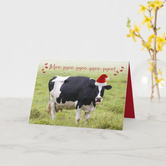 Funny Singing Kerstmis Koe Kaart (Gele Bloem)