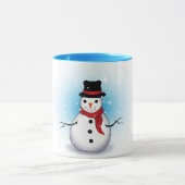 Funny Single Snowman met Soft Blue Tinge op WHITE Mok (Midden)