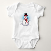 Funny Single Snowman met Soft Blue Tinge op WHITE Romper (Voorkant)
