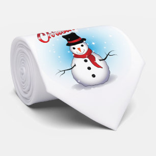 Funny Single Snowman met Soft Blue Tinge WHITE Stropdas