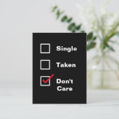 Funny Single Take geeft geen checklist Dating Briefkaart (Staand voorkant)