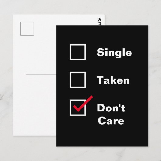Funny Single Take geeft geen checklist Dating Briefkaart (Voorkant / Achterkant)