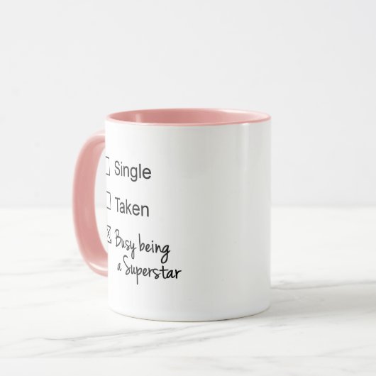 Funny Single Taken Busy Being a Superstar Checkbox Mok (Voorkant links)