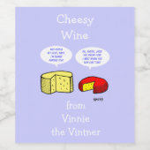 Funny Singles Party Cheese Cartoon Wijn Etiket (Enkel label)