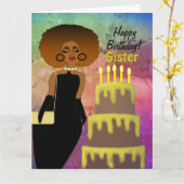 Funny Sister African Happy Birthday Card Kaart (Gele Bloem)