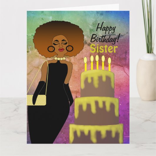 Funny Sister African Happy Birthday Card Kaart (Voorkant)
