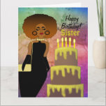 Funny Sister African Happy Birthday Card Kaart<br><div class="desc">Deze leuke Happy Birthday Kaart heeft een Afrikaanse Amerikaanse dame met een Afro die een zakboek bij zich heeft. Haal deze grappige kaart voor je zus en show haar hoeveel ze dacht.</div>