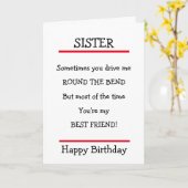 Funny Sister Beste Vriend Verse Verjaardag Kaart (Gele Bloem)