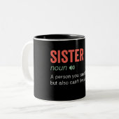 Funny Sister Definition Tweekleurige Koffiemok (Voorkant links)