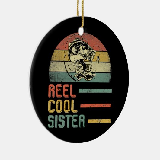 Funny Sister Fisherwoman mama Vaderdag Keramisch Ornament (Rechts)