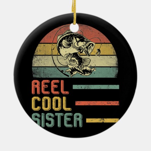 Funny Sister Fisherwoman mama Vaderdag Keramisch Ornament (Achterkant)