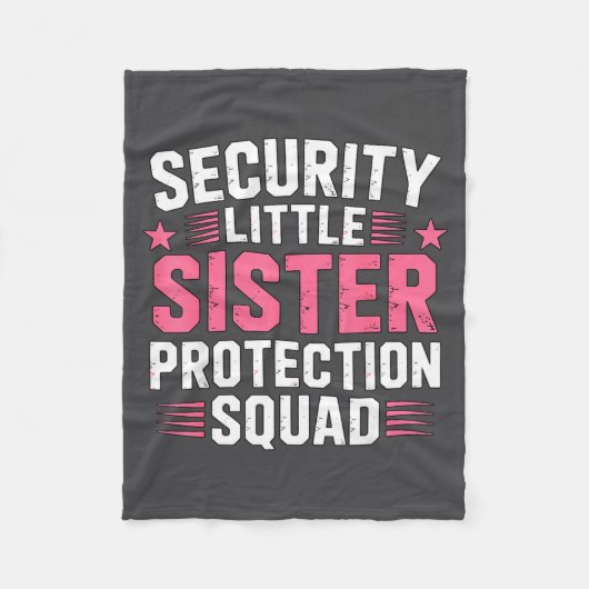 Funny Sister Security Little Protection Squad Fleece Deken (Voorkant)