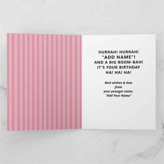 Funny Sister Verjaardag Kaart (Binnen)
