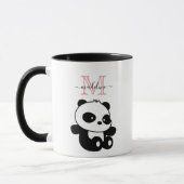 Funny Sitting Panda Modern Roze Monogram Mok (Links)