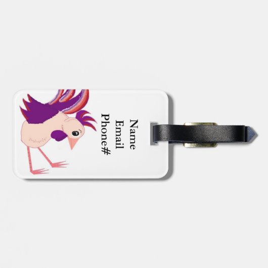 Funny Sitting Rooster Bagagelabel (Achterkant horizontaal)