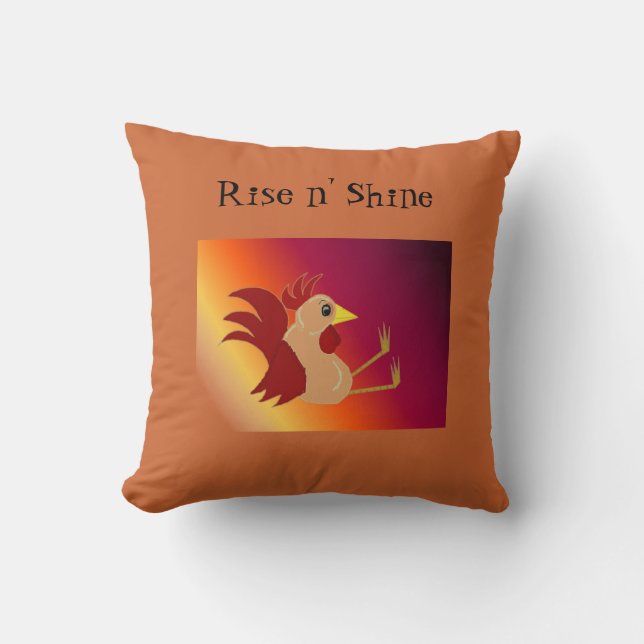 Funny Sitting Rooster - Rise en Shine Kussen (Voorkant)