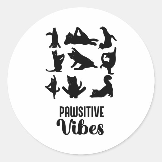 Funny Six Cats Yoga Sitions Ronde Sticker (Voorkant)