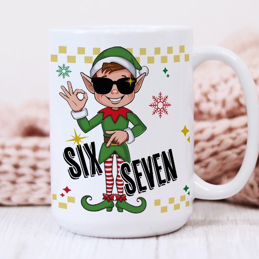 Funny Six Seven 67 6 7 Meme Christmas Elf Holiday Koffiemok