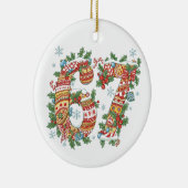 Funny Six Seven 67 Brainrot Meme 6 7 Christmas Keramisch Ornament (Rechts)