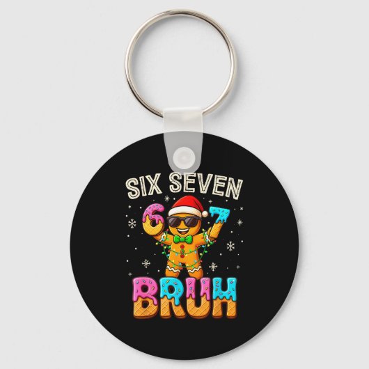 Funny Six Seven 67 Bruh Gingerbread 6 7 Meme Chris Sleutelhanger (Voorkant)