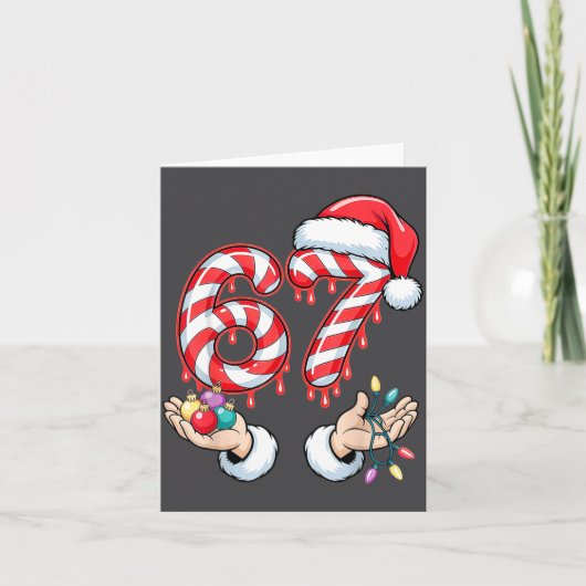 Funny Six Seven 67 Christmas Candy Cane Festive Ho Kaart (Voorkant)
