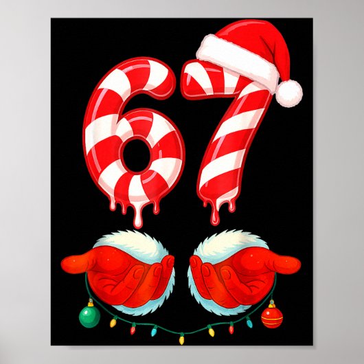 Funny Six Seven 67 Christmas Candy Cane  Poster (Voorkant)