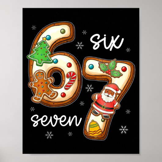 Funny Six Seven 67 Gingerbread Christmas Boys Xmas Poster (Voorkant)