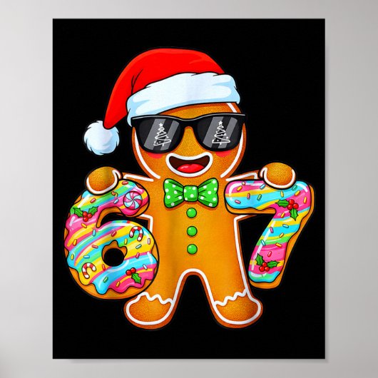 Funny Six Seven 67 Gingerbread Christmas Boys Xmas Poster (Voorkant)