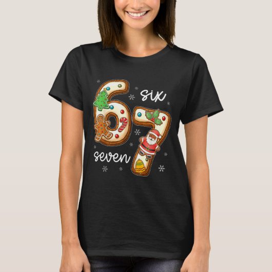 Funny Six Seven 67 Gingerbread Christmas Boys Xmas T-shirt (Voorkant)