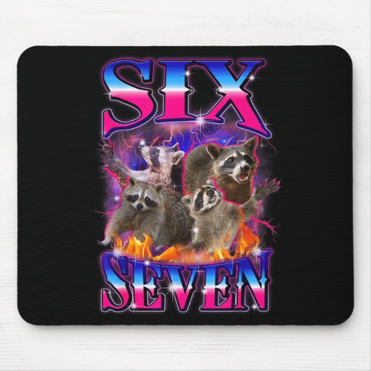 Funny Six Seven 67 Meme 67 Racoon Meme Bootleg Gra Muismat (Voorkant)