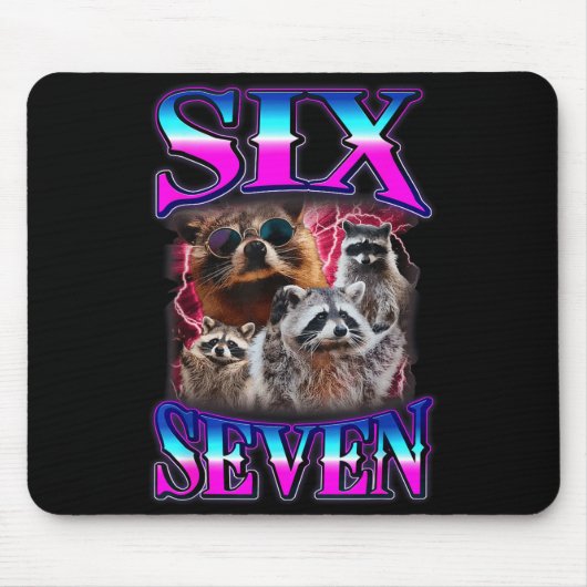 Funny Six Seven 67 Meme 67 Racoon Meme Bootleg Gra Muismat (Voorkant)