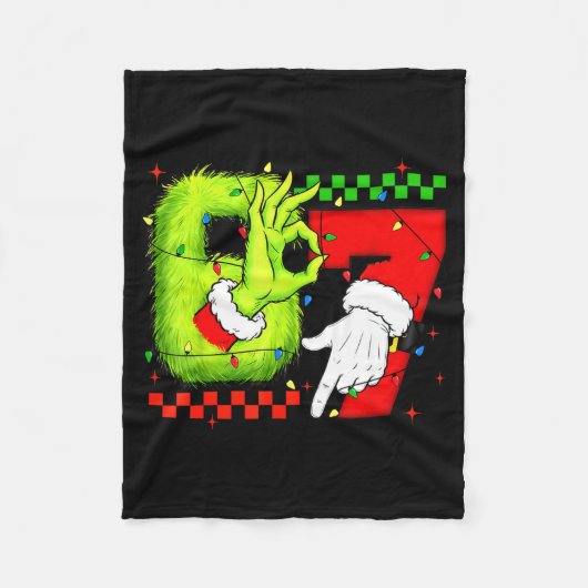 Funny Six Seven 67 Meme 6 7 Christmas Elf Hand Boy Fleece Deken (Voorkant)