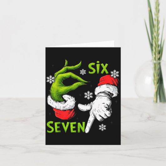 Funny Six Seven 67 Meme 6 7 Christmas Elf Hand Boy Kaart (Voorkant)