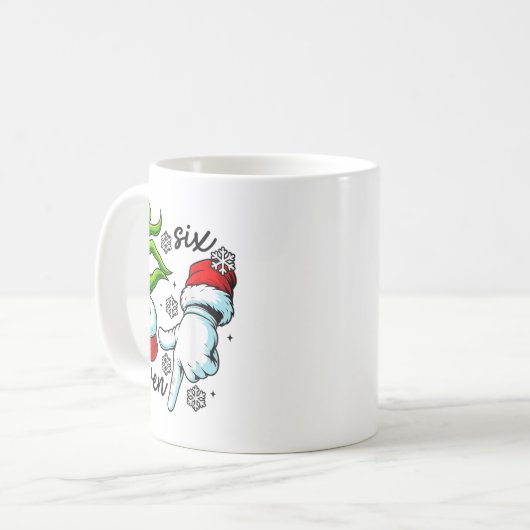 Funny Six Seven 67 Meme 6 7 Christmas Elf Hand Boy Koffiemok (Voorkant links)