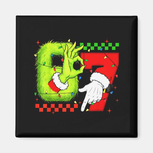 Funny Six Seven 67 Meme 6 7 Christmas Elf Hand Boy Magneet (Voorkant)