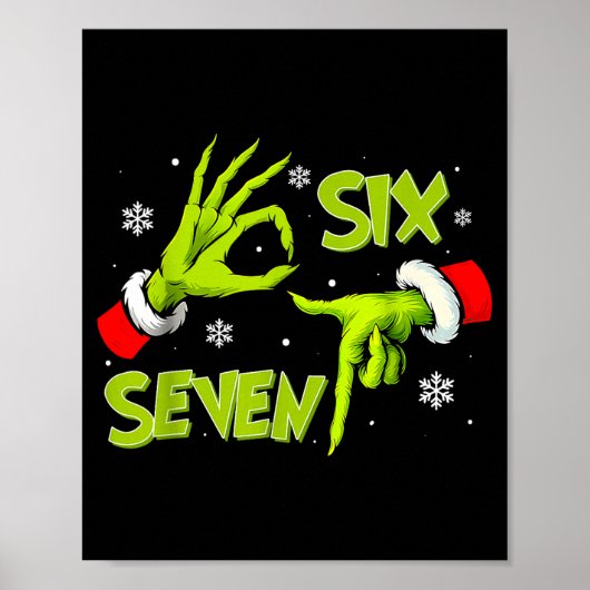 Funny Six Seven 67 Meme 6 7 Christmas Elf Hand Boy Poster (Voorkant)