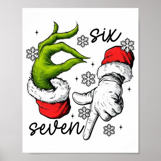 Funny Six Seven 67 Meme 6 7 Christmas Elf Hand Boy Poster (Voorkant)