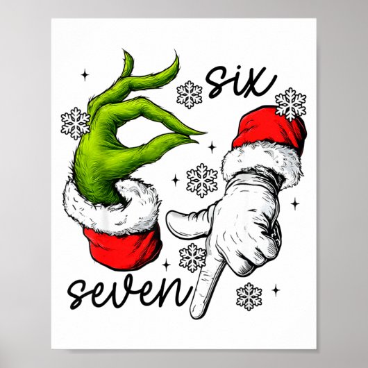Funny Six Seven 67 Meme 6 7 Christmas Elf Hand Boy Poster (Voorkant)
