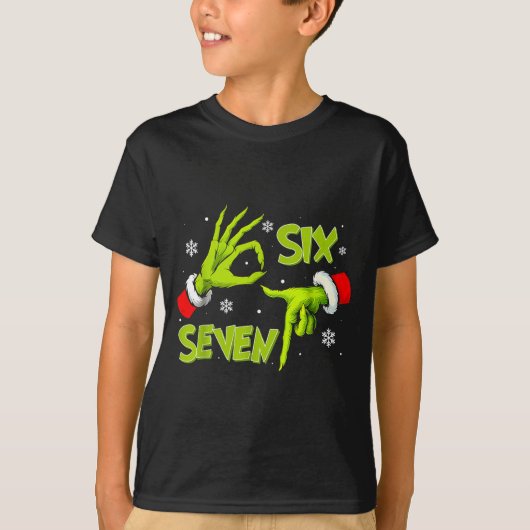 Funny Six Seven 67 Meme 6 7 Christmas Elf Hand Boy T-shirt (Voorkant)