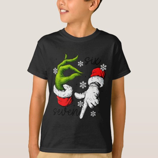 Funny Six Seven 67 Meme 6 7 Christmas Elf Hand Boy T-shirt (Voorkant)