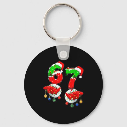 Funny Six Seven 67 Meme 6 7 Christmas Santa Hand B Sleutelhanger (Voorkant)