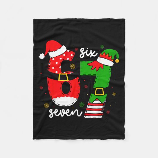 Funny Six Seven 67 Meme 6 7 Elf Santa Christmas Pa Fleece Deken (Voorkant)