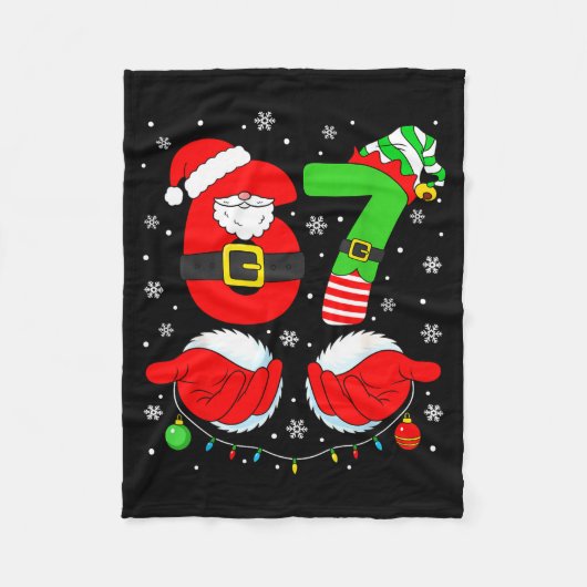 Funny Six Seven 67 Meme 6 7 Elf Santa Christmas Pa Fleece Deken (Voorkant)