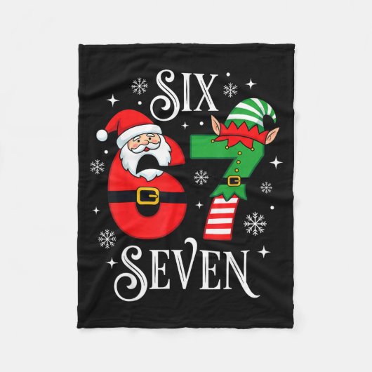Funny Six Seven 67 Meme 6 7 Elf Santa Christmas Pa Fleece Deken (Voorkant)