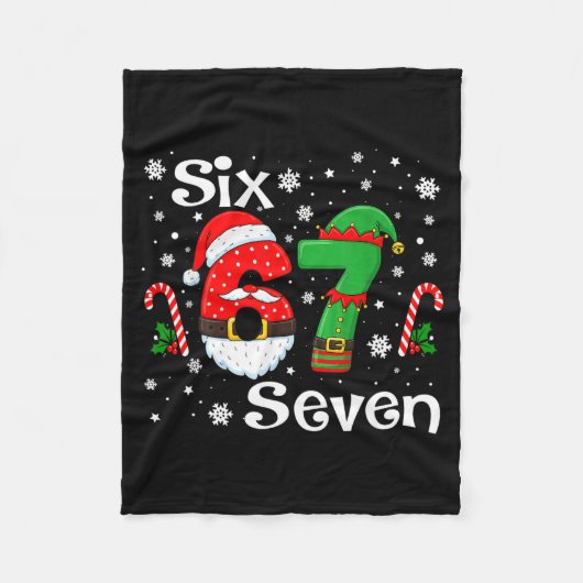 Funny Six Seven 67 Meme 6 7 Elf Santa Christmas Pa Fleece Deken (Voorkant)