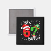 Funny Six Seven 67 Meme 6 7 Elf Santa Christmas Pa Magneet (Voorkant / Achterkant)