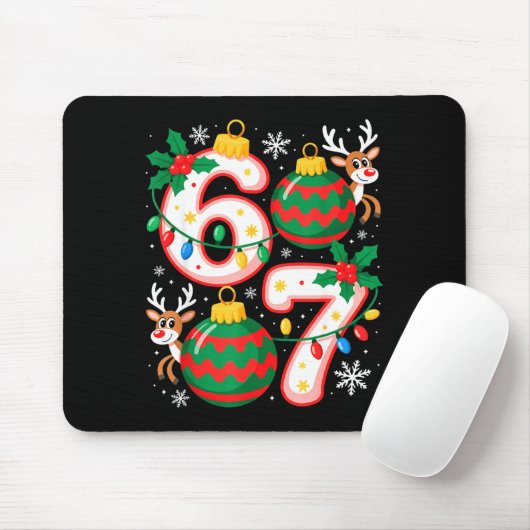 Funny Six Seven 67 Meme 6 7 Elf Santa Christmas Pa Muismat (Met muis)