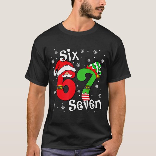 Funny Six Seven 67 Meme 6 7 Elf Santa Christmas Pa T-shirt (Voorkant)